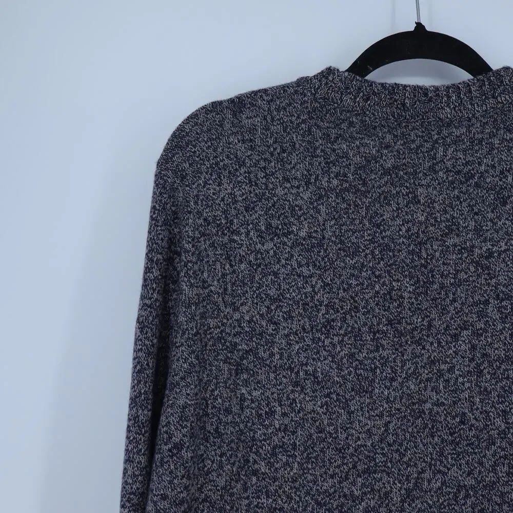 J. Crew Marled Rugged Pullover Sweater Navy Gray Merino Wool Blend Men's L